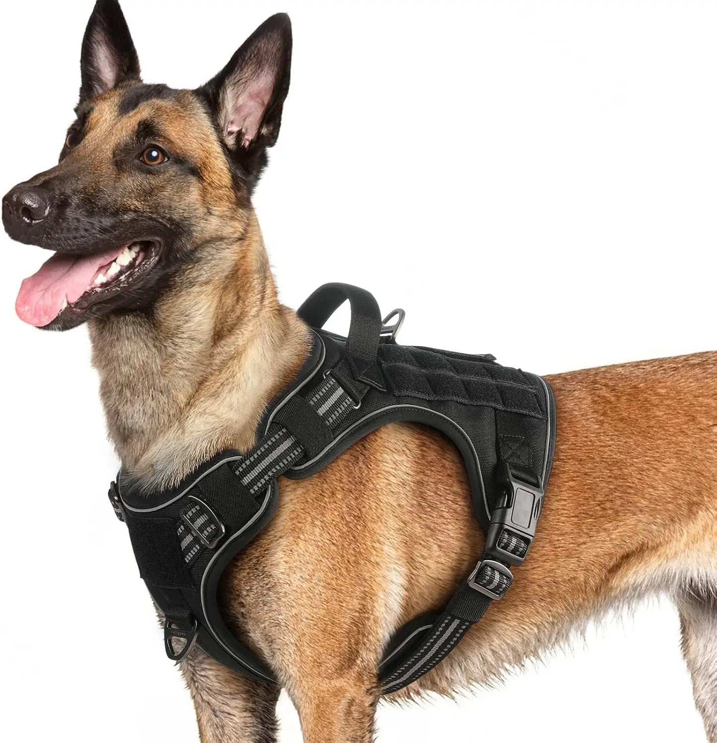 Large Dog Harness No Pull Tactical Vest With Molle Handle Reflective Brown L