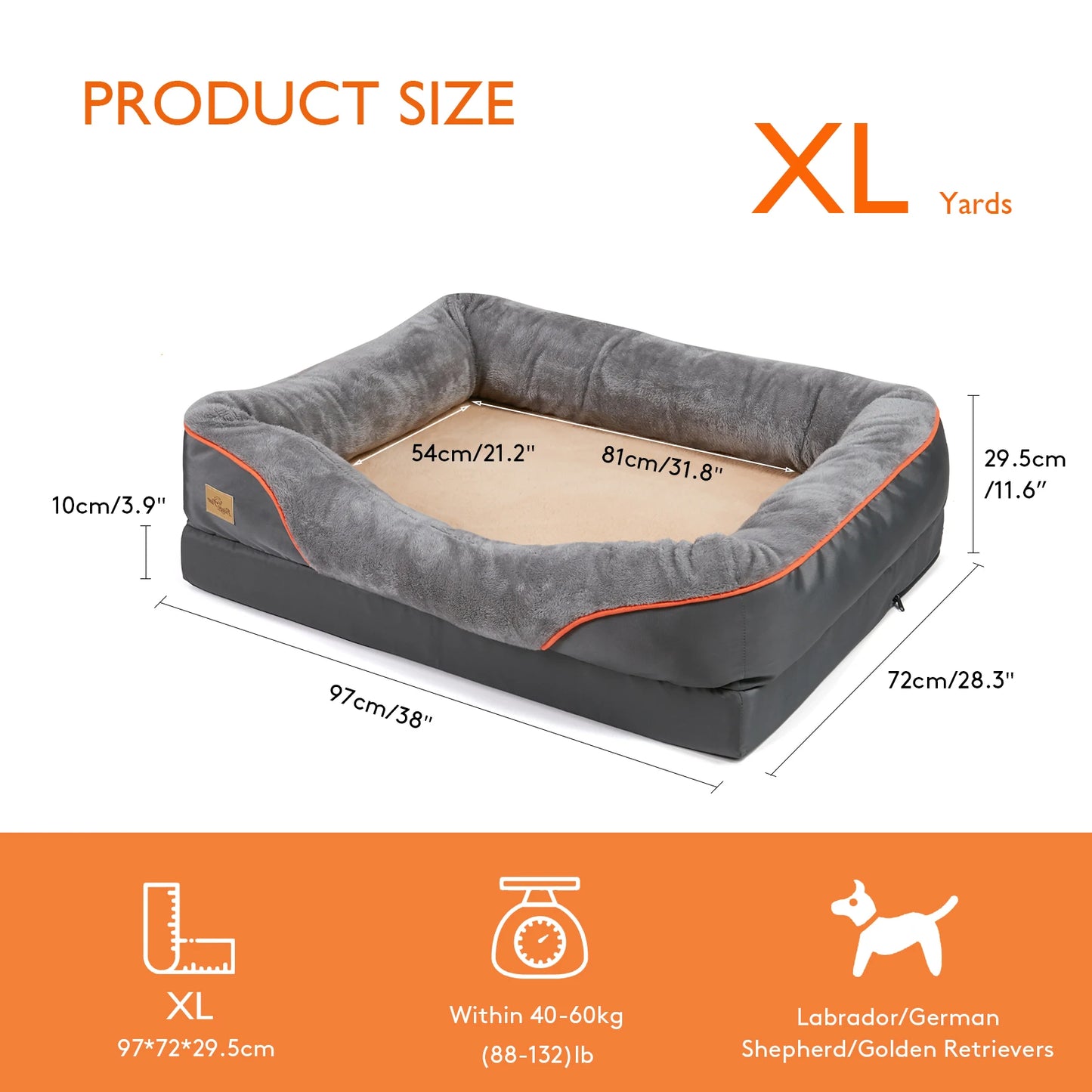 Large Dog Bed With Warm Fleece Anti Allergy Removable Washable Cover Waterproof
