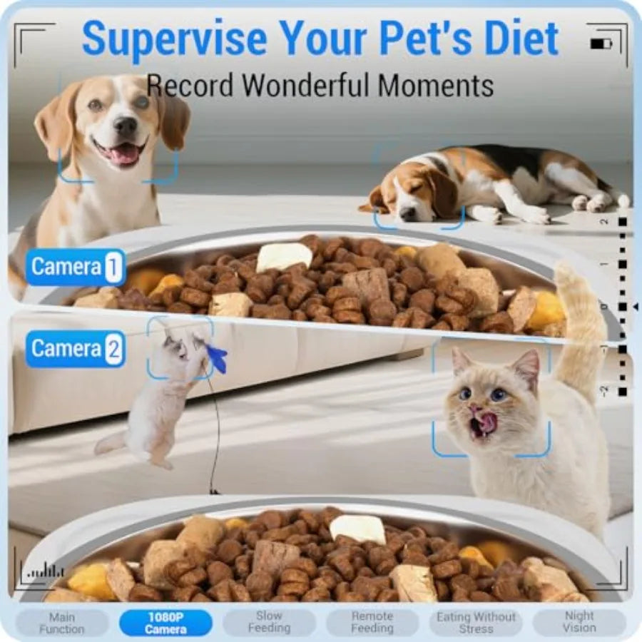 Automatic Cat Feeder With Two 1080P Cameras And Night Vision 5G WiFi