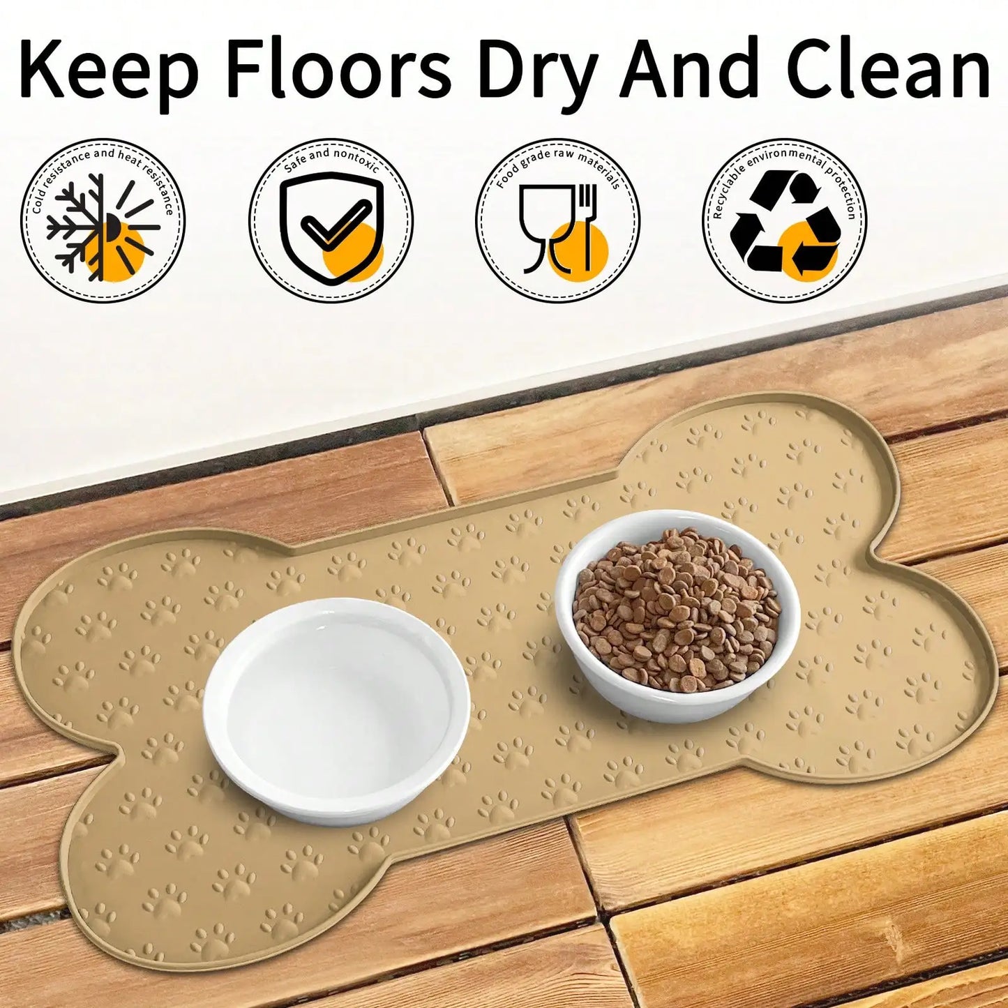 Bone Shape Non Slip Silicone Pet Placemat With Raised Edge For Food And Water
