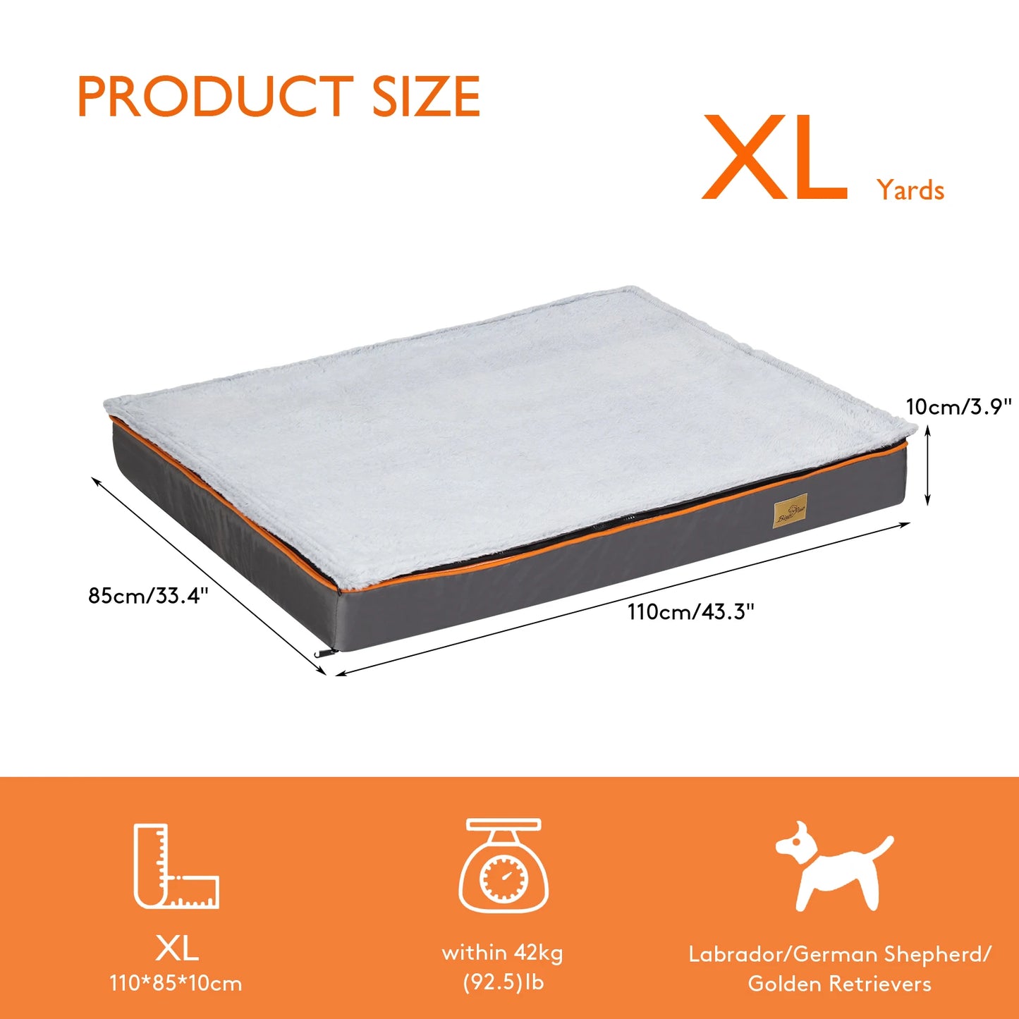 Large Orthopedic Dog Bed With Padded Foam Cushion And Waterproof Removable Cover