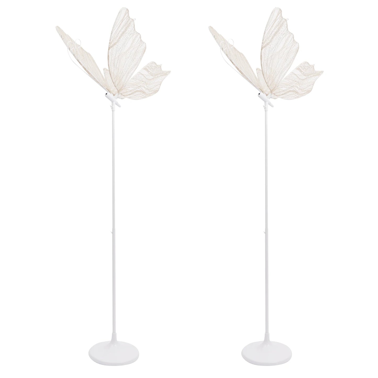 Two Pack Wedding Butterfly Floor Lamps With LED Wings Adjustable Height