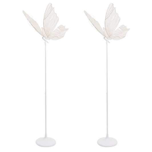 Two Pack Wedding Butterfly Floor Lamps With LED Wings Adjustable Height