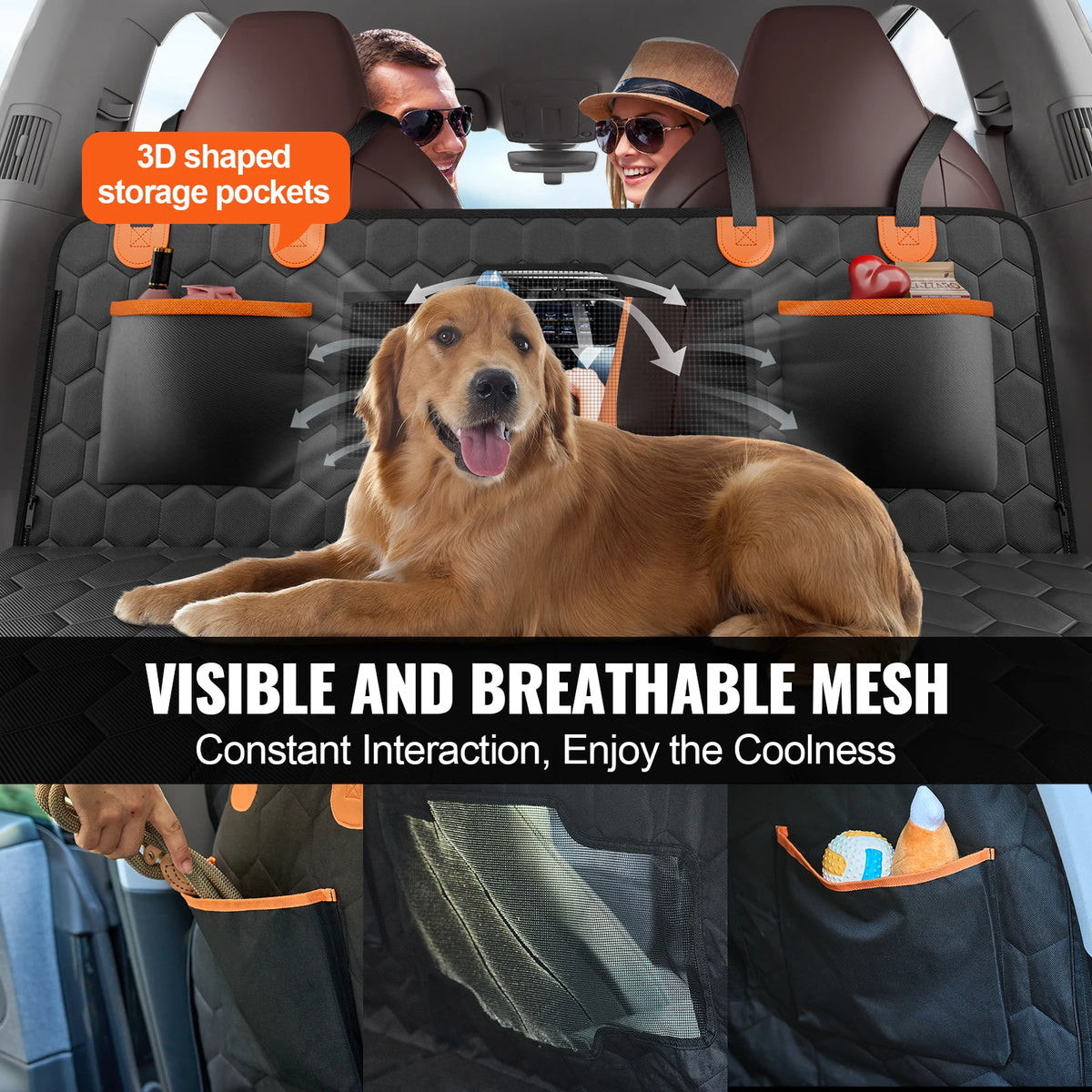 SucceBuy Dog Car Seat Cover Back Seat Extender 350 Lbs Pet Hammock With Storage