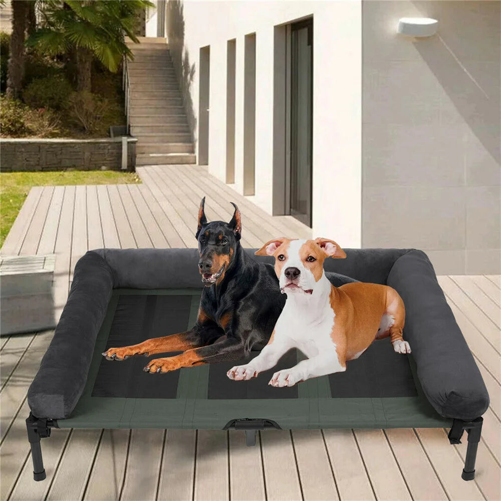 Borwart Outdoor Raised Dog Bed With Cooling Mat And Plush Mat