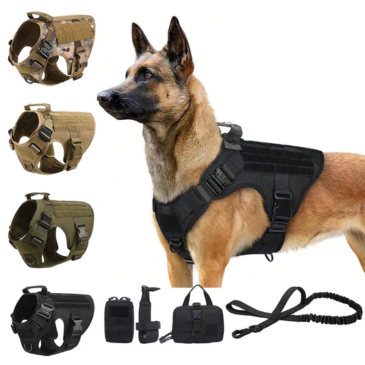 Tactical Dog Harness For German Shepherds And Large Dogs With MOLLE Pouches