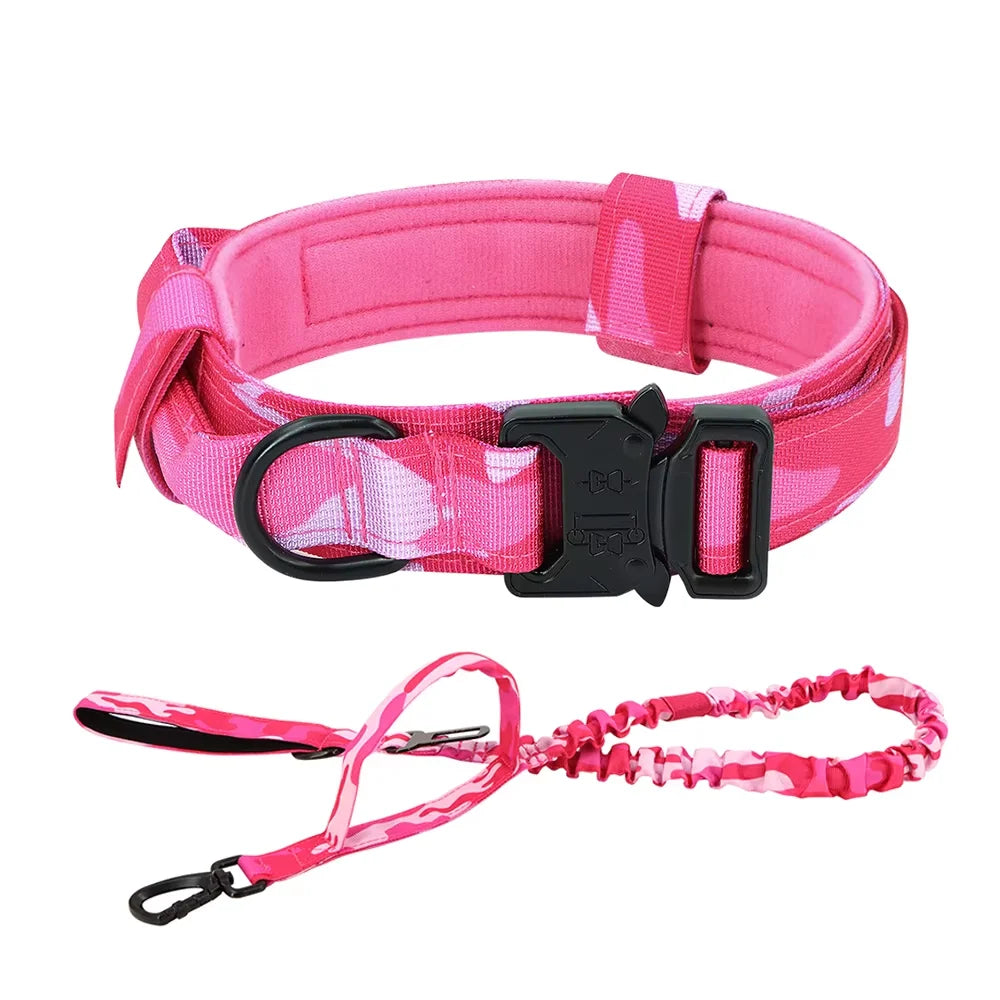Adjustable Tactical Dog Collar And Leash Set With Control Handle For All Sizes