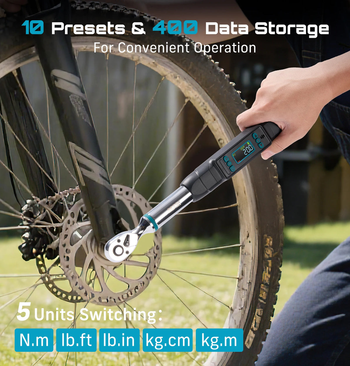 Seesii 3/8 Inch Digital Torque Wrench 220Nm LCD Display Modes