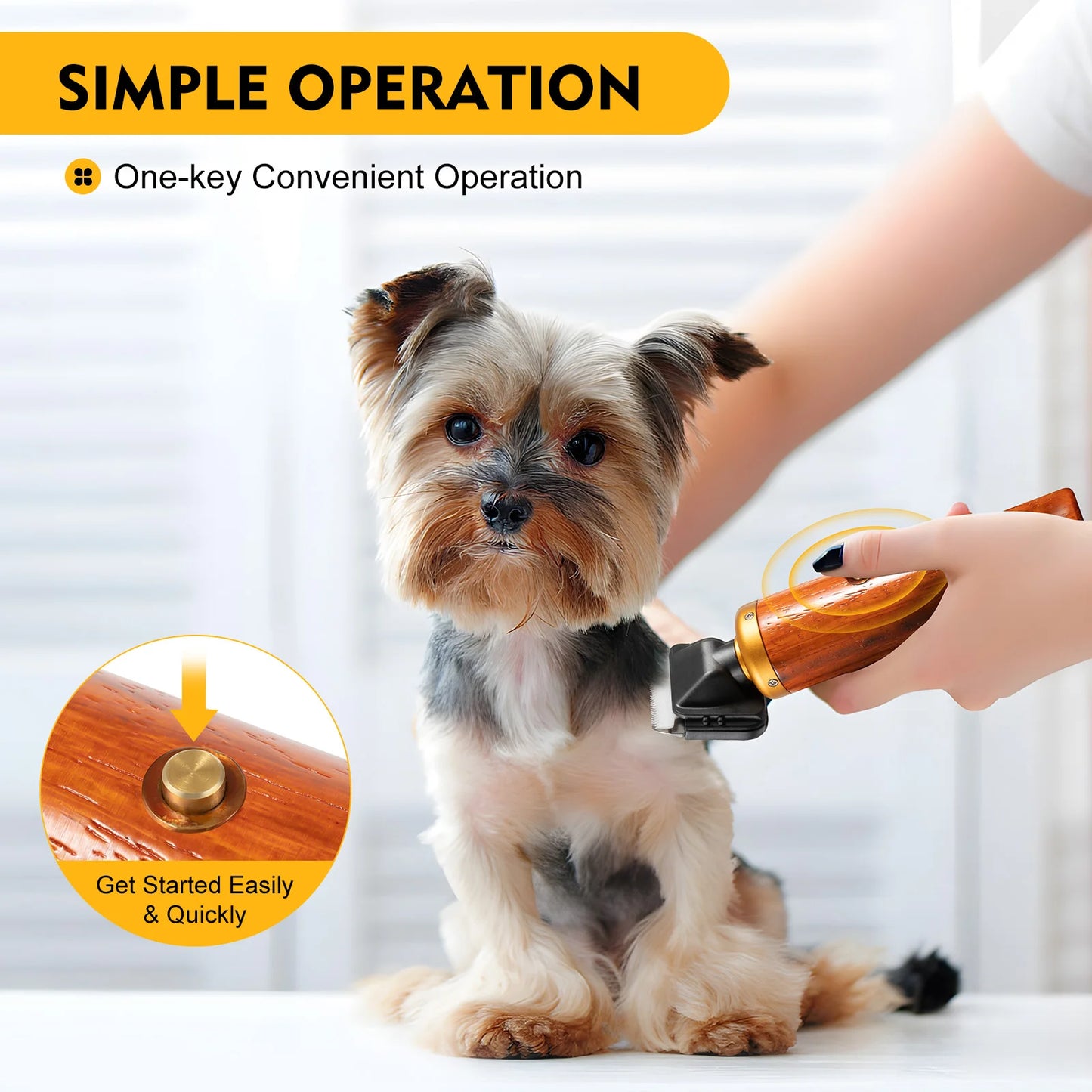 Electric Pet Clipper 55W Corded Animal Shears Dogs Low Noise Wooden Handle