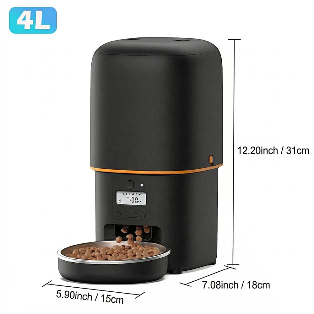 Nityers 4L Automatic Cat Feeder With Timer Voice Recorder And Dual Power Supply