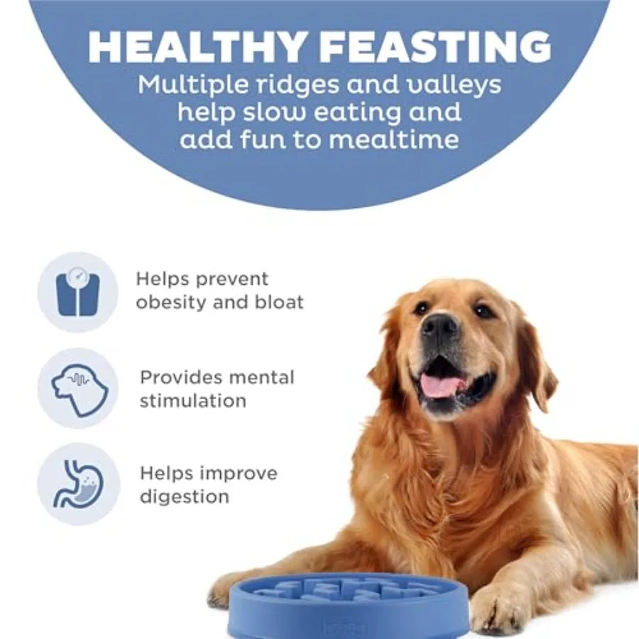Fun Feeder Slow Bowl 4 Cup Capacity Slow Feeding For Dogs Non Slip Notch Pattern