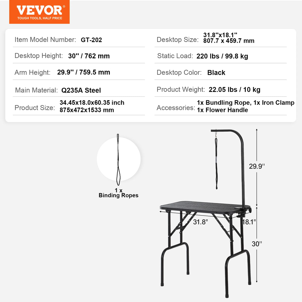 SucceBuy Foldable Pet Grooming Table With Clamp And Safety Loop
