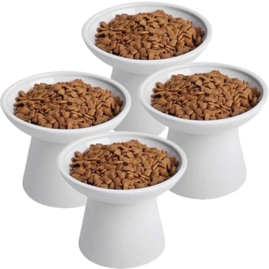 6.2 Inch Extra Wide Elevated Ceramic Cat Bowls Set For Elder Cats And Large Dogs