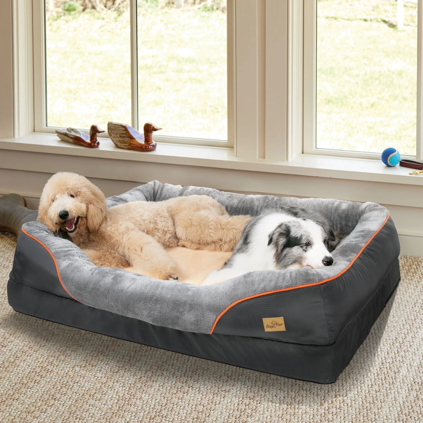 Large Dog Bed With Warm Fleece Anti Allergy Removable Washable Cover Waterproof
