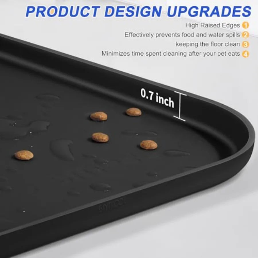 Pet Food Mat With Raised Edge For Food And Water Bowls Dog Waterproof Floor Mat