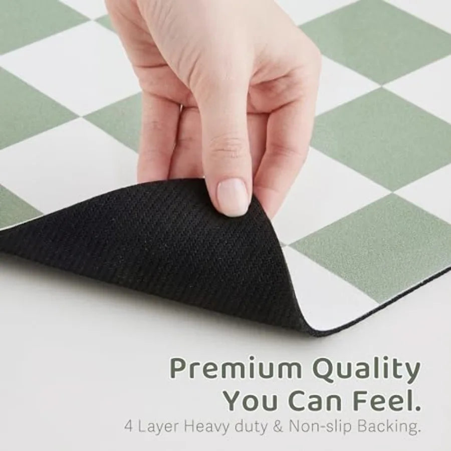 Checkered Dog Feeding Mat Absorbent Pad For Food And Water Bowls Green