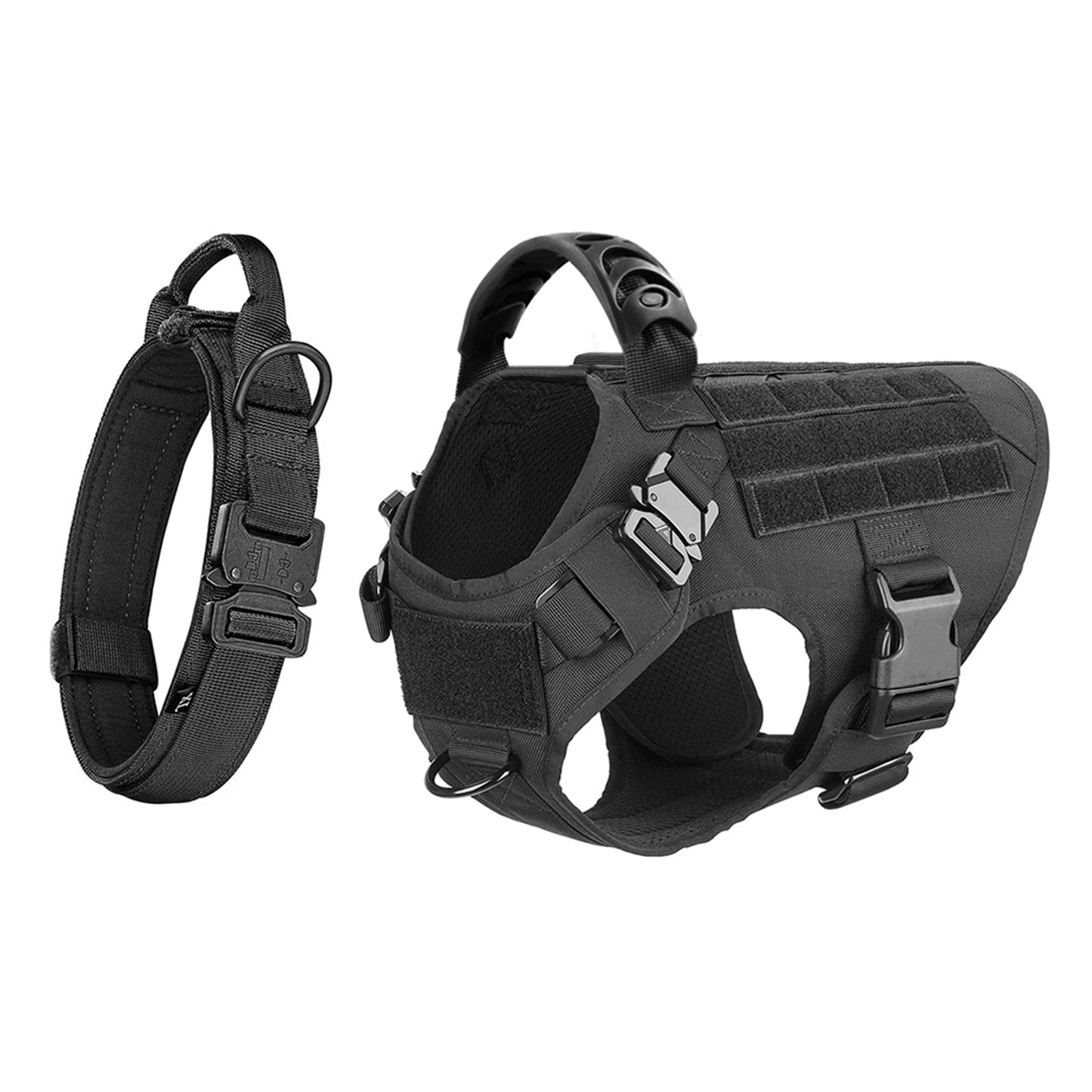 Adjustable Dog Harness And Collar Set Tactical Nylon Vest For All Breeds