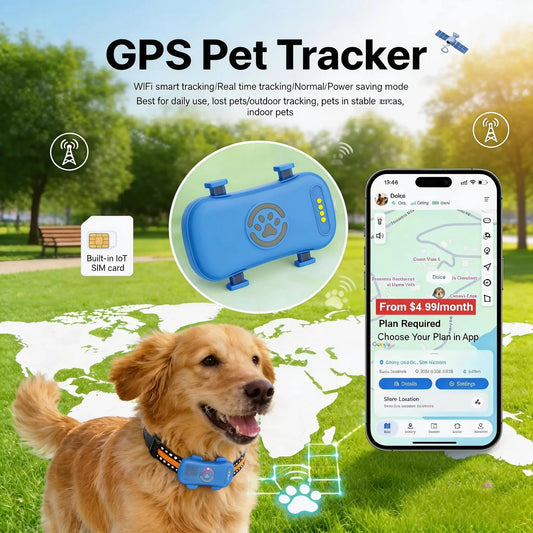 GPS Pet Tracker 4G Dogs And Cats Built In SIM Real Time Tracking Waterproof