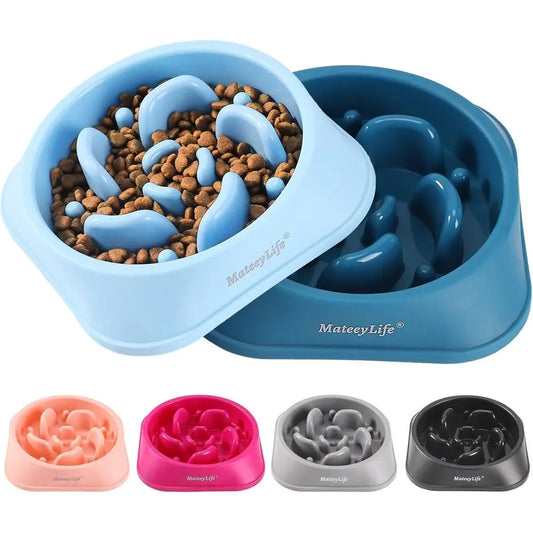 2 Pack Slow Feeder Dog Bowls Anti Choking Puzzle Non Slip Interactive Feeding