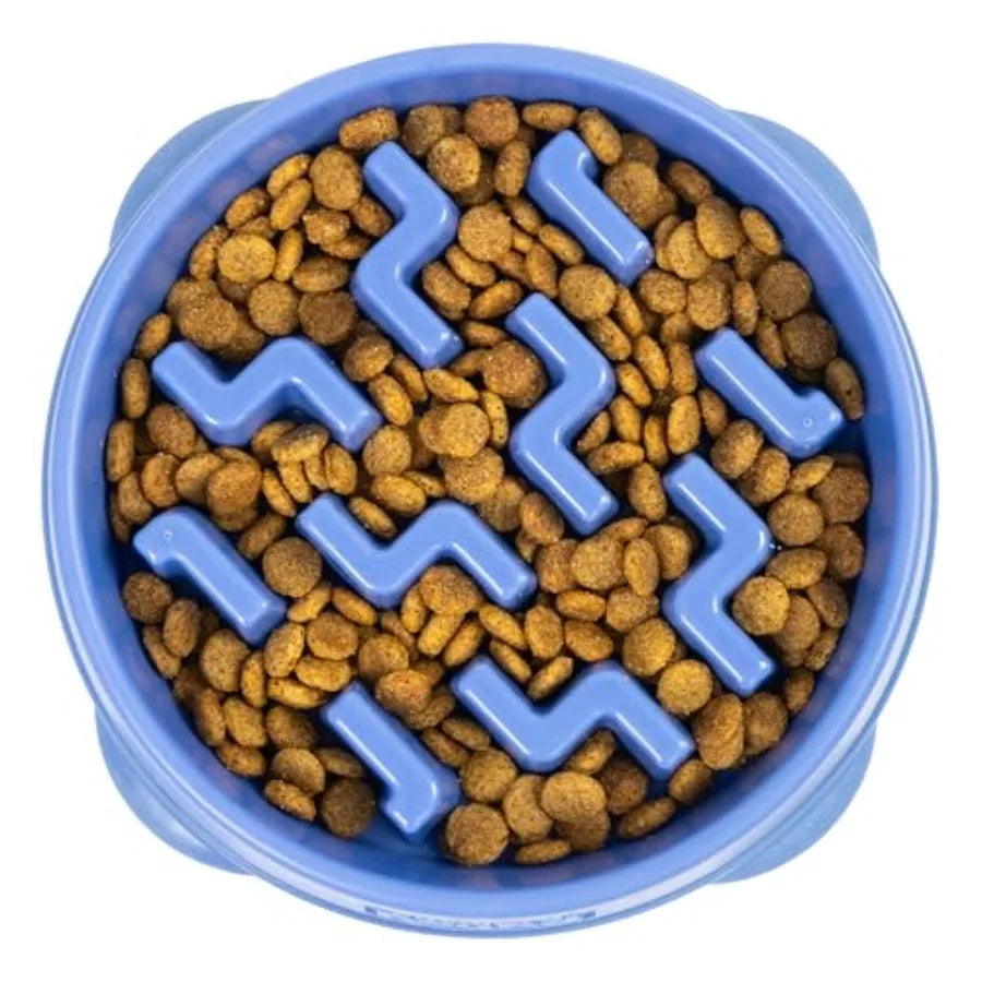 Fun Feeder Slow Bowl 4 Cup Capacity Slow Feeding For Dogs Non Slip Notch Pattern