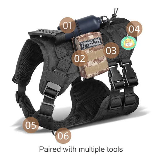 Big Dog Tactical Harness Waterproof Explosion Proof Vest For Medium To Large Dog