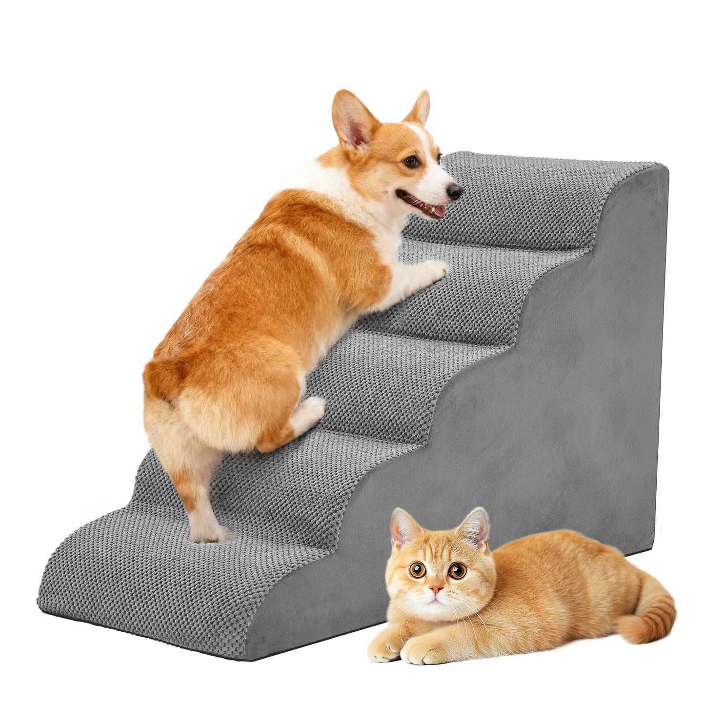 Curved High Density Foam Dog Stairs for Small Dogs Non Slip Indoor Ramp