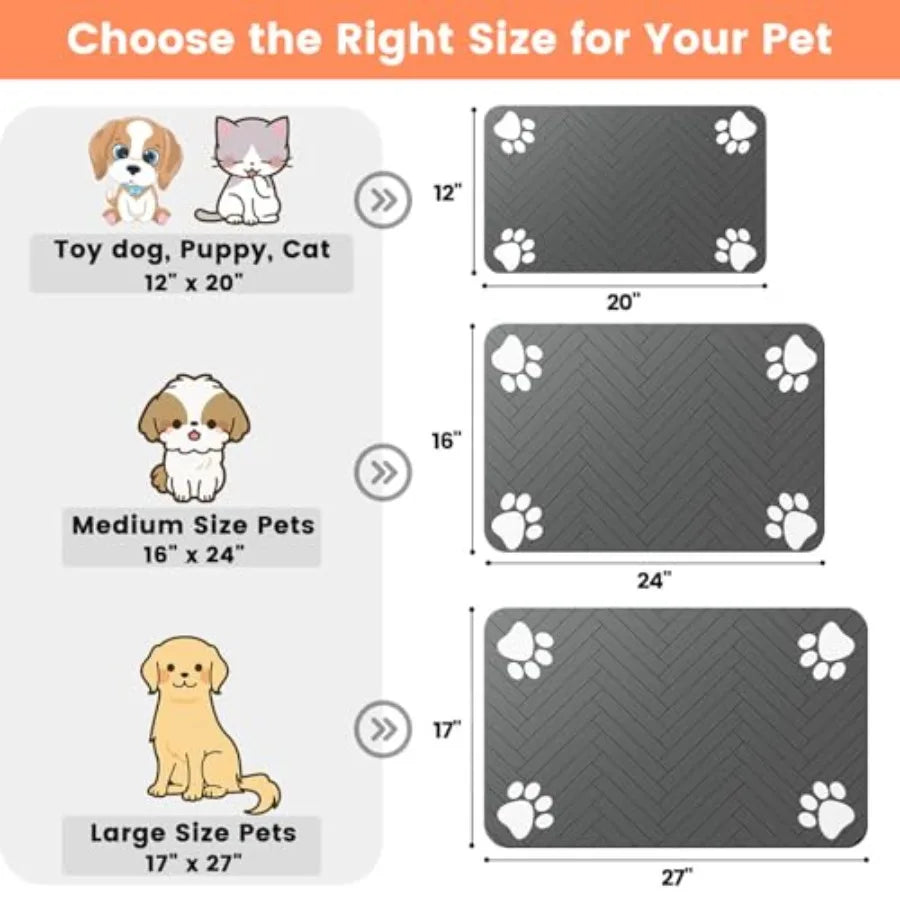 Pet Feeding Mat Absorbent Placemat For Bowls Waterproof Backing Quick Dry