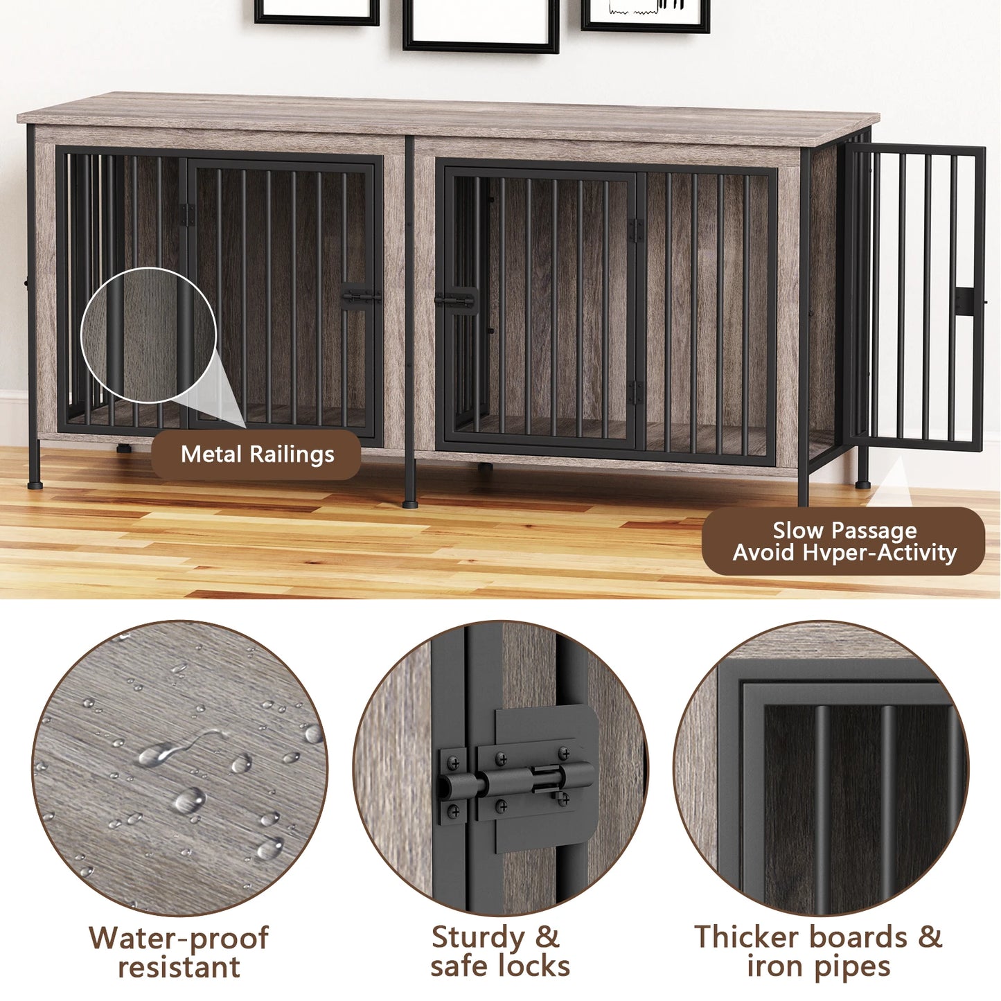 Heavy Duty Dog Crate Furniture Kennel Table TV Stand For Small Medium Large Dogs