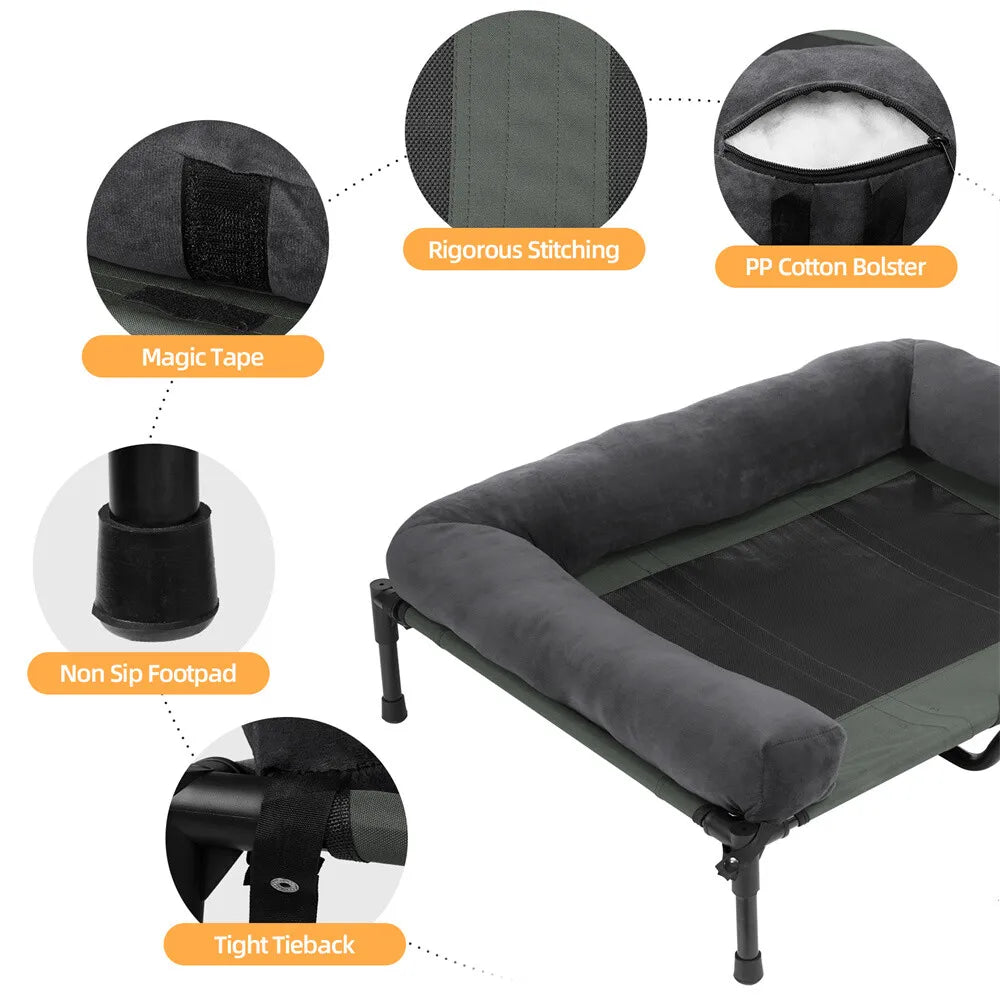 Borwart Outdoor Raised Dog Bed With Cooling Mat And Plush Mat