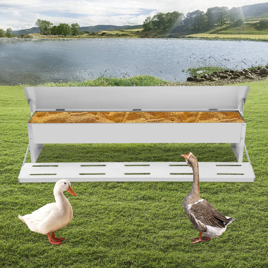 Automatic Galvanized Chicken Feeder With Weatherproof Lid Treadle 10kg Capacity