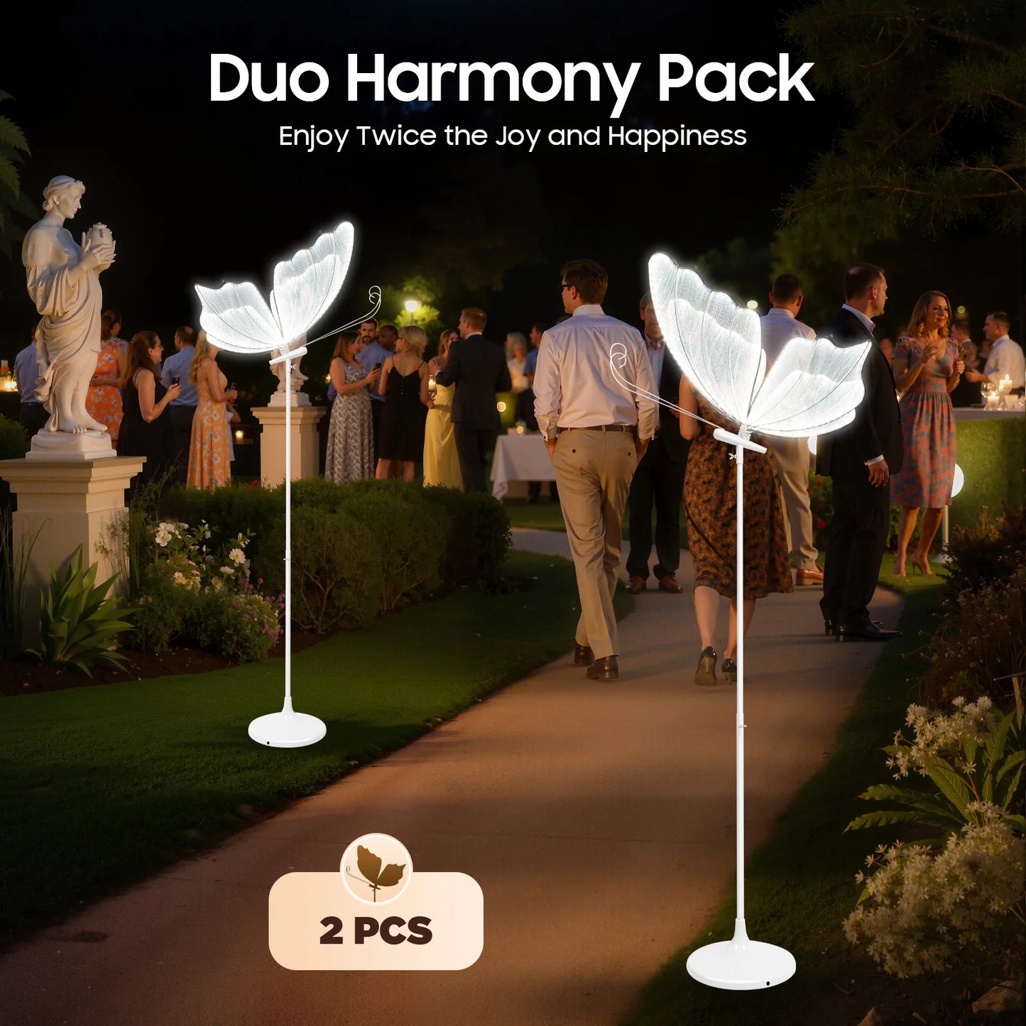 2 Pack Butterfly LED Floor Lamps Wedding Decor Adjustable Height 23 Inches