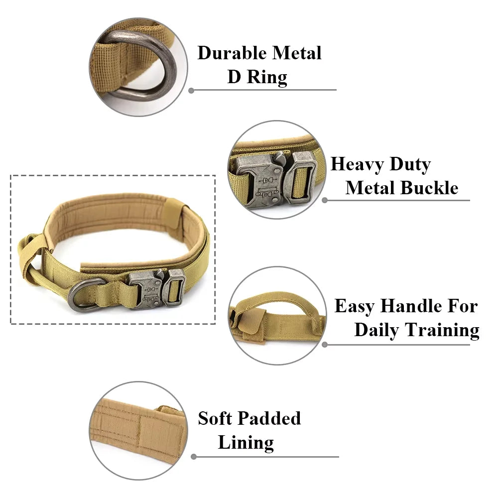 Adjustable Tactical Dog Collar And Leash Set With Control Handle For All Sizes