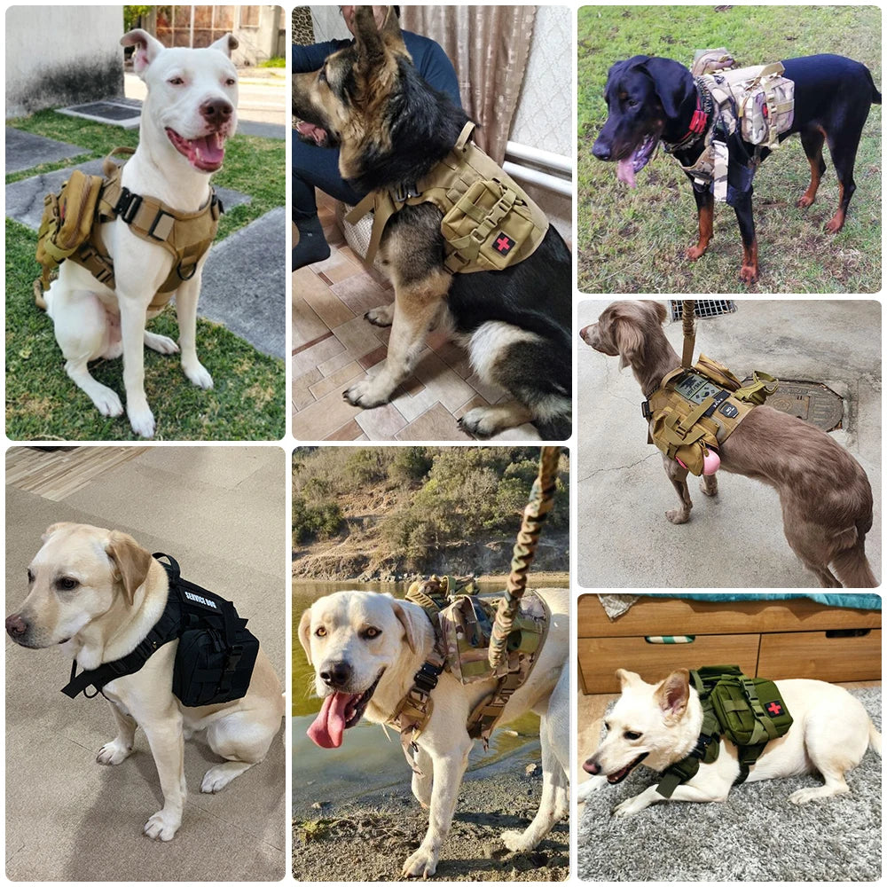 Tactical Dog Harness Leash Set for Large Dogs No Pull Training Vest Handle