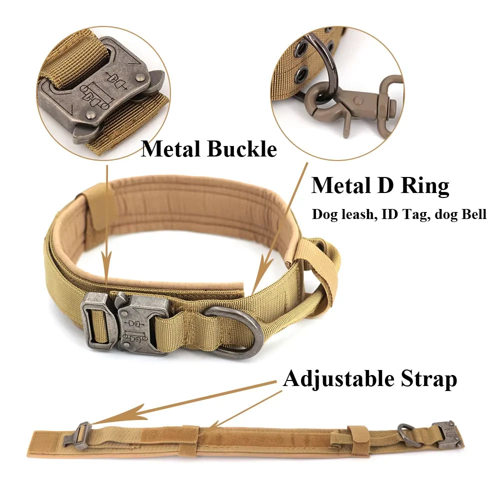 Adjustable Tactical Dog Collar And Leash Set With Control Handle For All Sizes