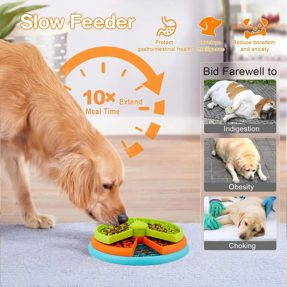 Three Level Slow Feeder Dog Bowl Non Slip Interactive Puzzle Feeder For Dogs