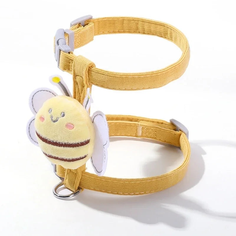 Cartoon Bee Cat Harness And Leash Set Adjustable For Small And Medium Pets