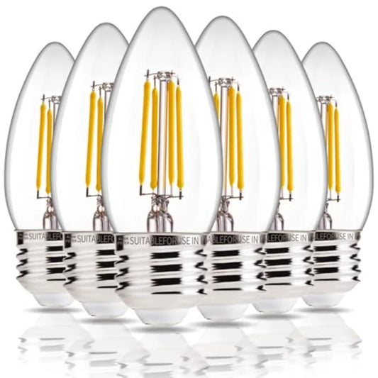 6 Pack E26 B11 LED Chandelier Bulbs 60W Eq 450LM 2700K Soft White Dimmable