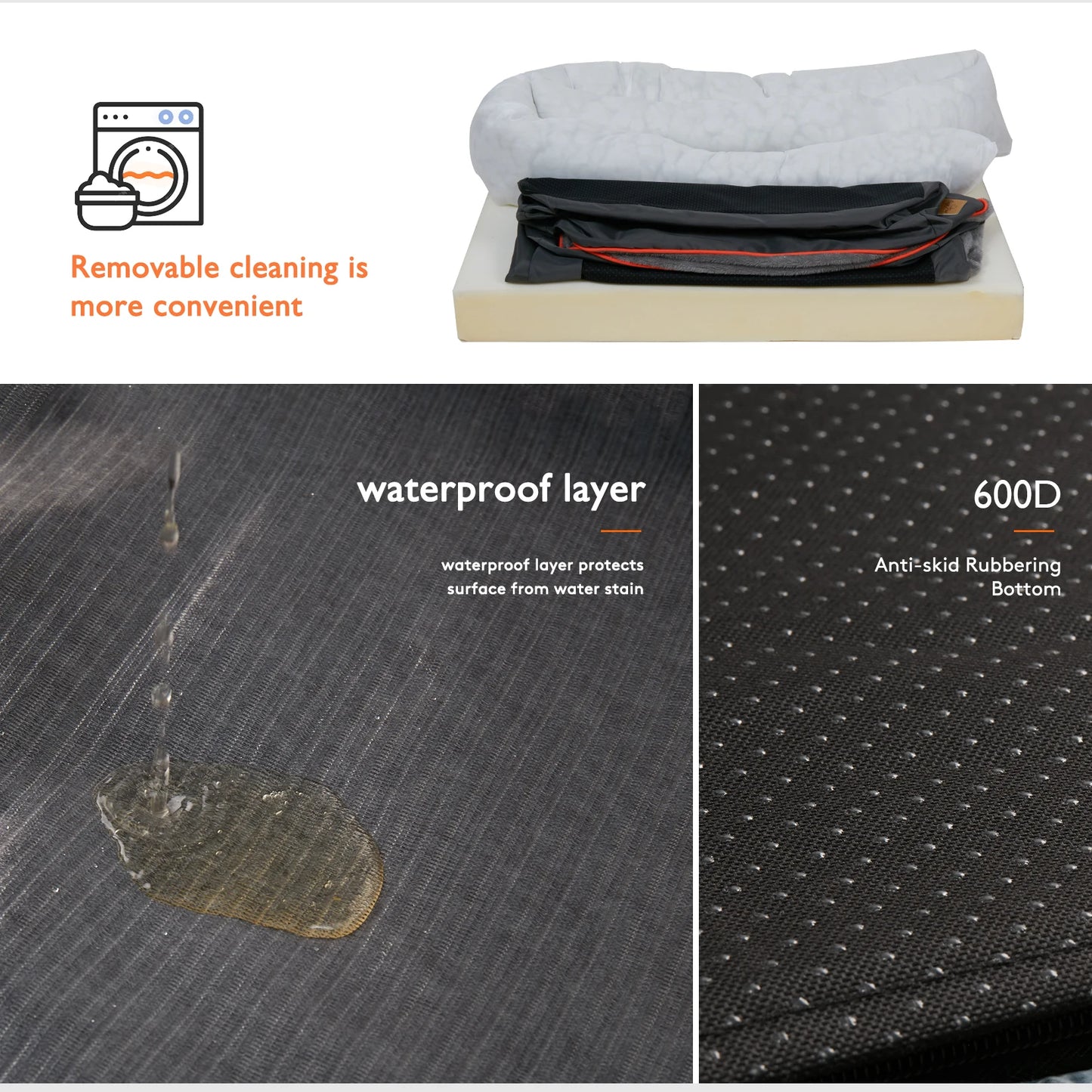 Large Dog Bed With Warm Fleece Anti Allergy Removable Washable Cover Waterproof