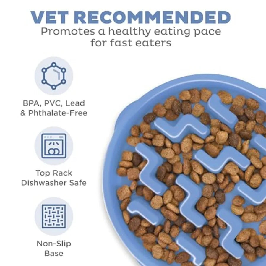 Fun Feeder Slow Bowl 4 Cup Capacity Slow Feeding For Dogs Non Slip Notch Pattern