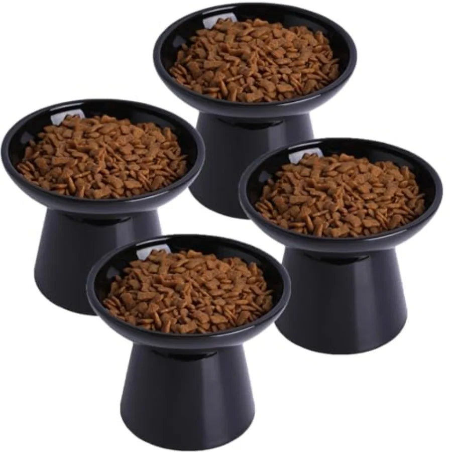 6.2 Inch Extra Wide Elevated Ceramic Cat Bowls Set For Elder Cats And Large Dogs