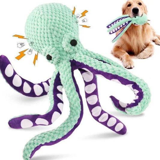 Pet Plush Octopus Dog Toy With Interactive Sound For Small And Large Dogs