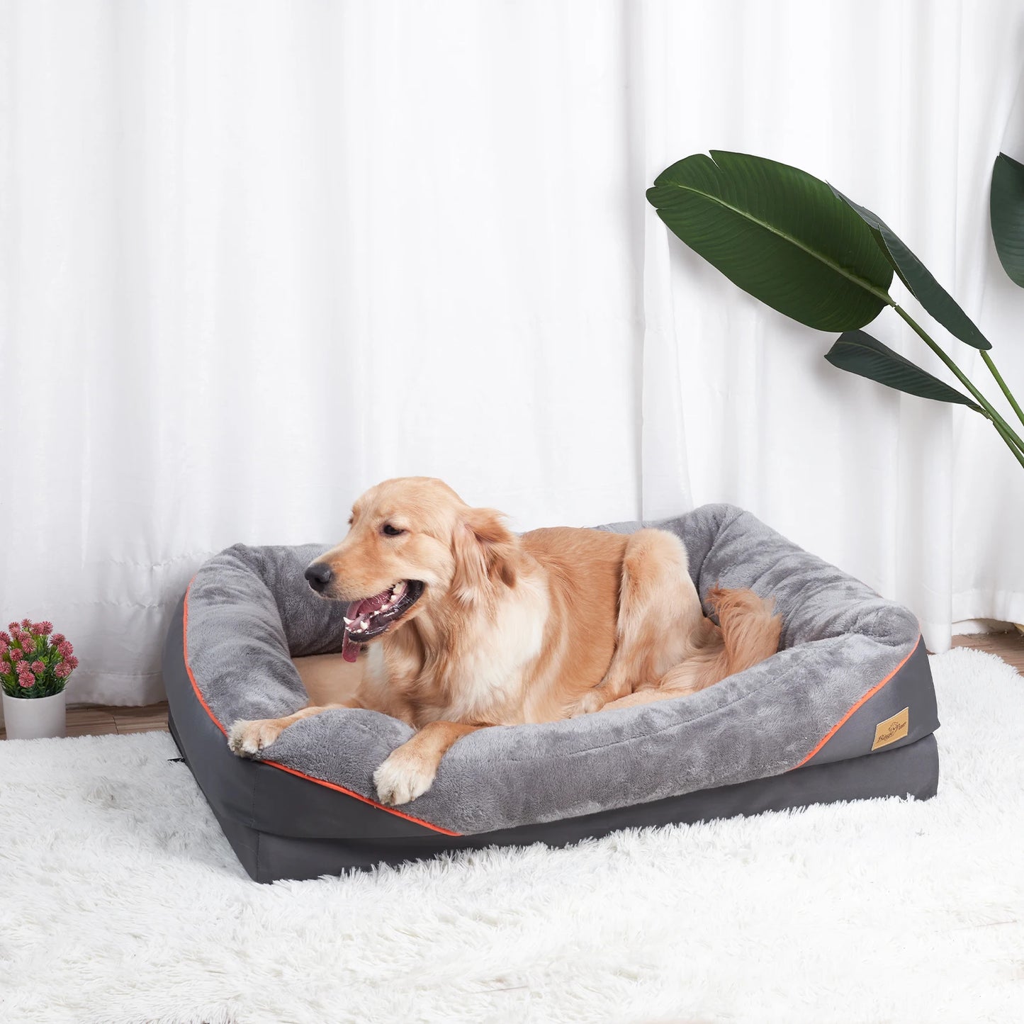 Large Dog Bed With Warm Fleece Anti Allergy Removable Washable Cover Waterproof