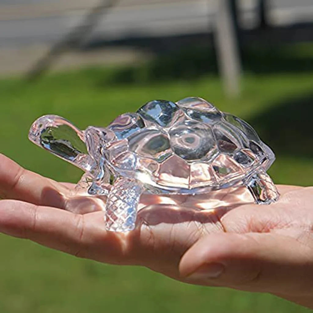 Crystal Turtle Ornament Mini Statue Lucky Desk Decor Home Office