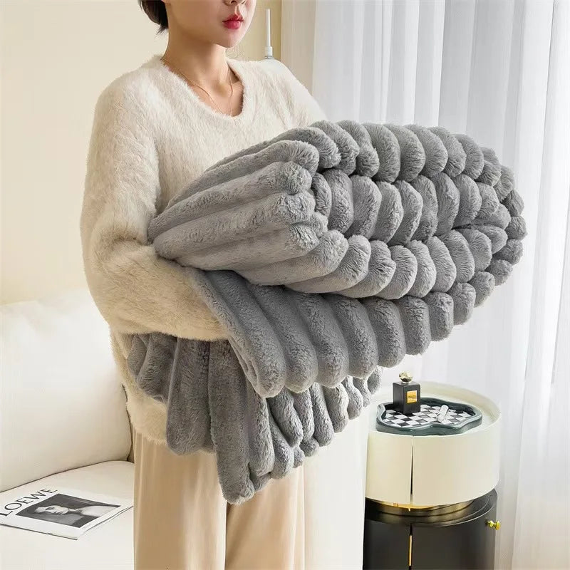 Super Soft Fleece Blanket Large Throw 108x92 Inch All Season Warm Couch