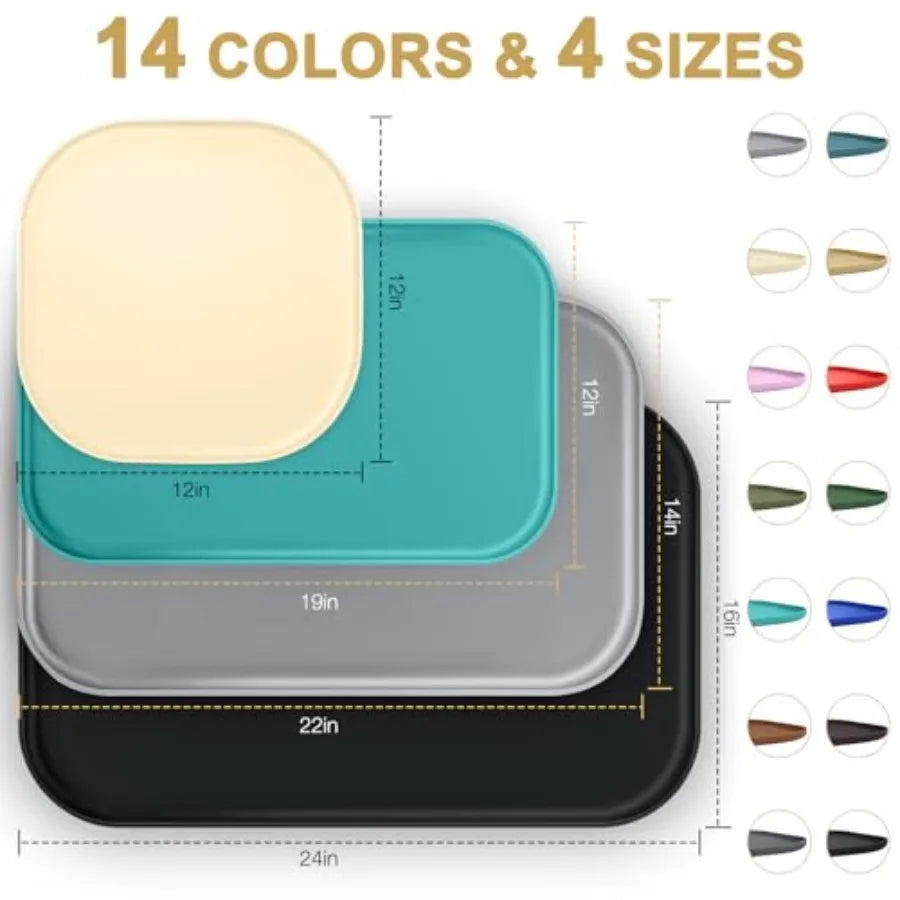 Pet Food Mat With Raised Edge For Food And Water Bowls Dog Waterproof Floor Mat