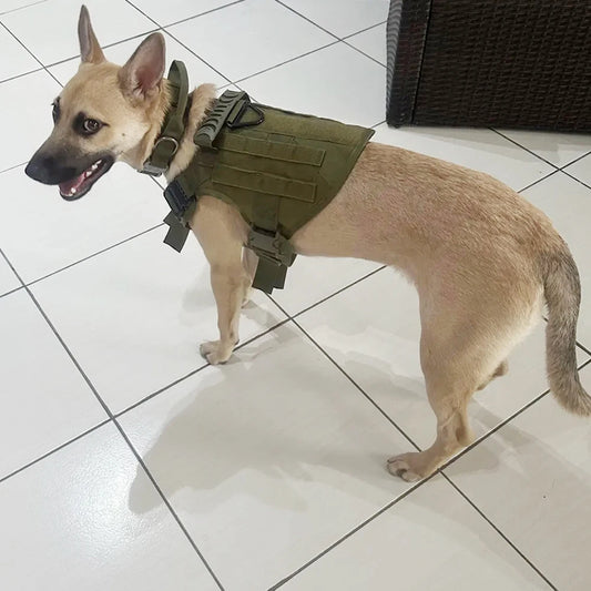 Adjustable Dog Harness And Collar Set Tactical Nylon Vest For All Breeds