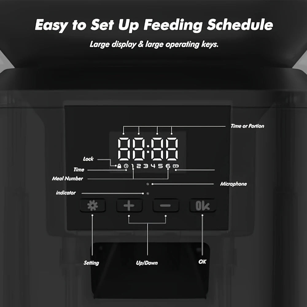 Nityers 8L Automatic Cat Feeder With Stainless Steel Bowl Timed Auto Dispenser