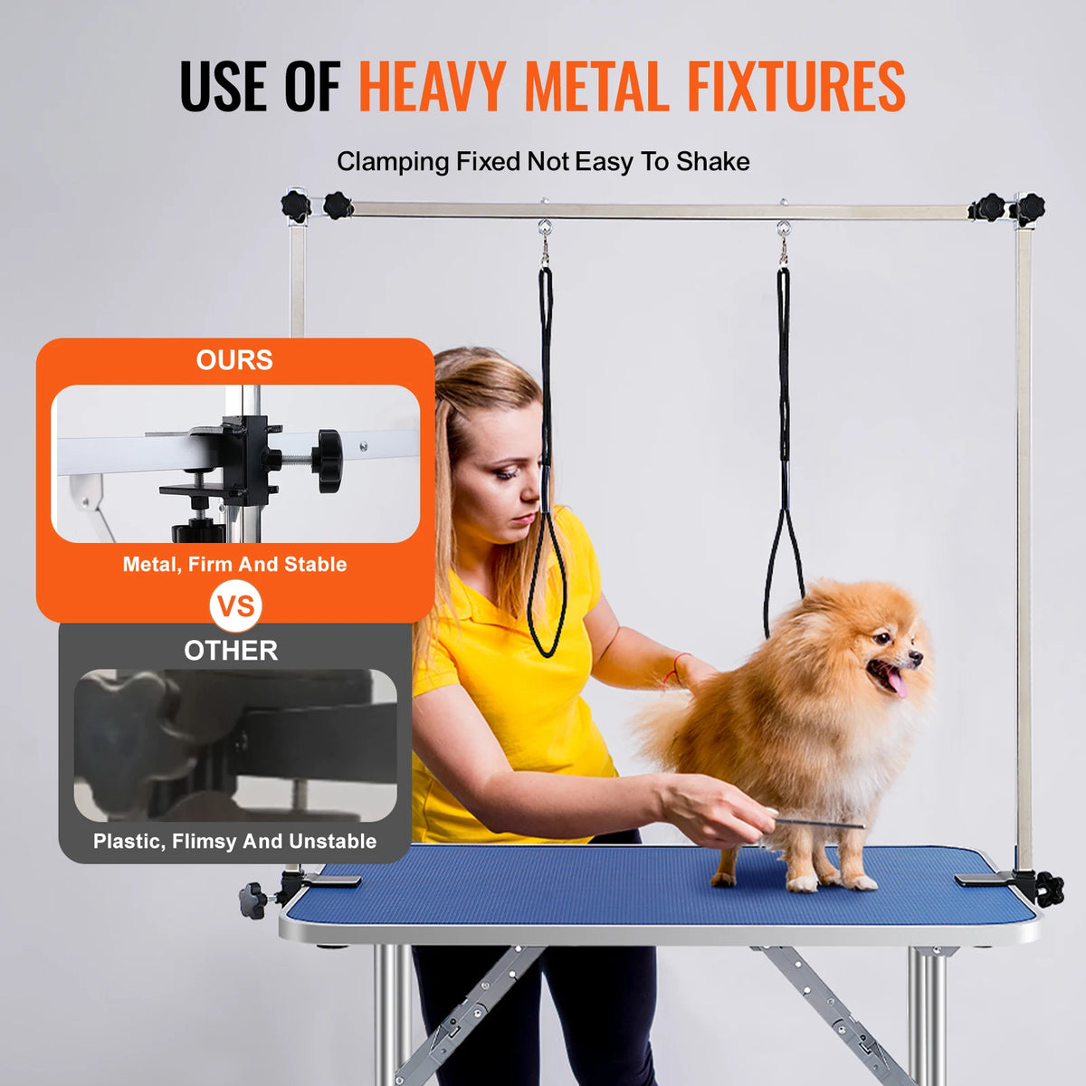 SucceBuy Foldable Pet Grooming Table With Clamp And Safety Loop
