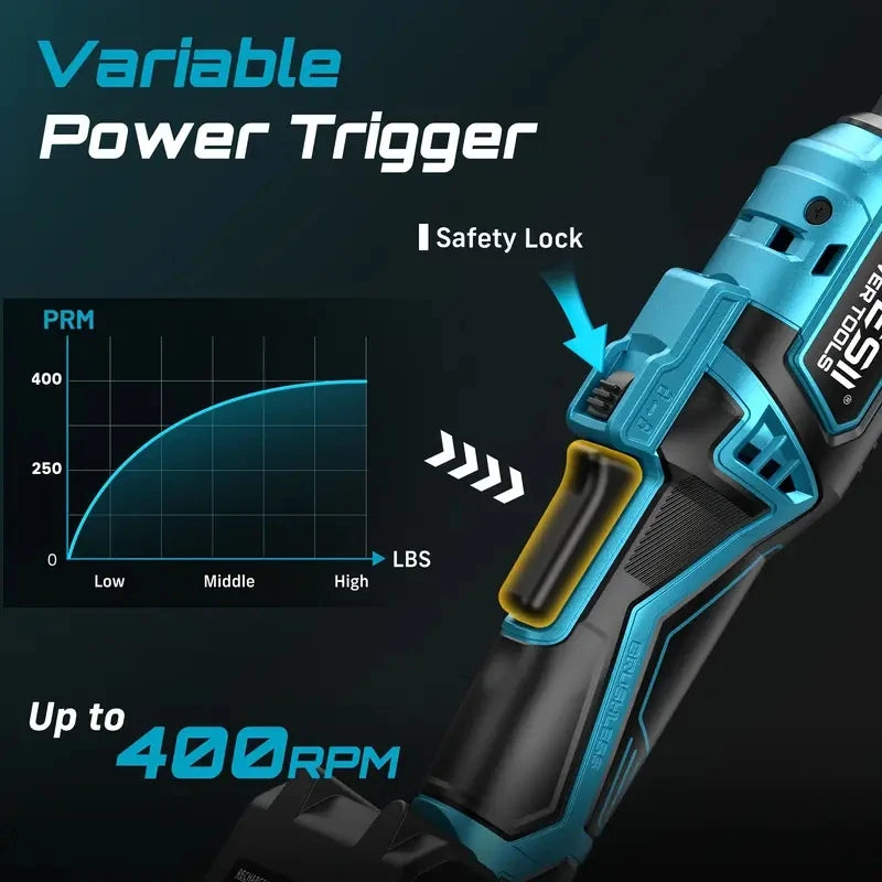 Seesii 21V Extended Cordless Electric Ratchet Wrench 80Nm 3/8 Inch