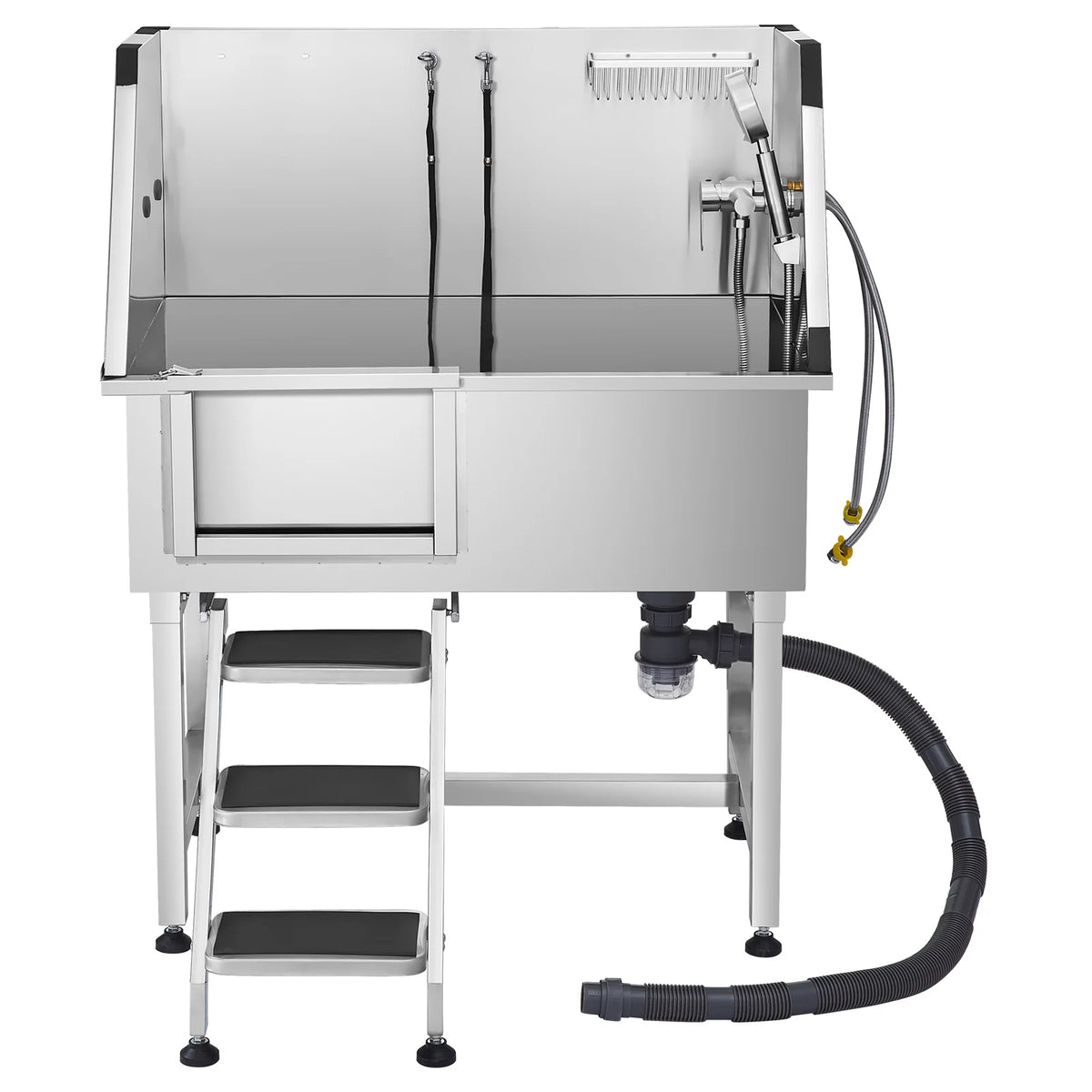 Stainless Steel Dog Washing Station With Shower And Storage Stairs